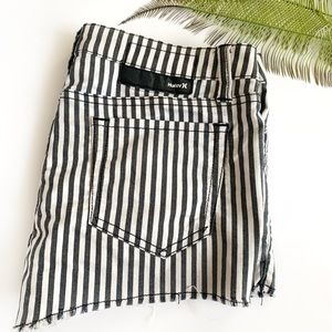 HURLEY | Stripe Distressed Denim Shorts